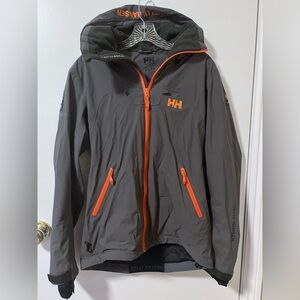 Helly Hansen Women's Gray Raincoat with Orange Accents